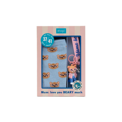 Kit de presente Meias + porta-chaves: Mamãe Ursa