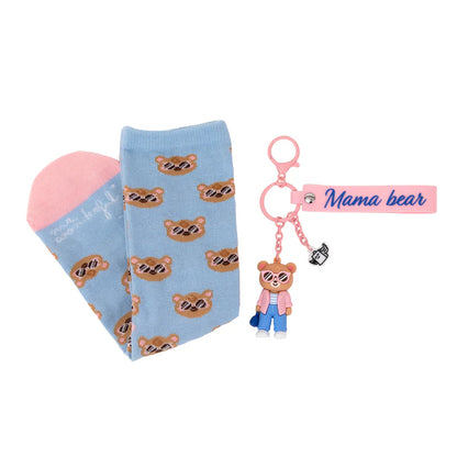 Kit de presente Meias + porta-chaves: Mamãe Ursa