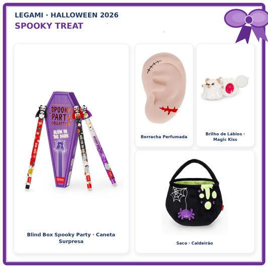 Pack Halloween Legami Spooky Treat – montagem de todos os artigos com canetas em destaque