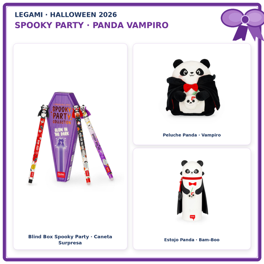 Pack Halloween Legami Spooky Party Panda Vampiro — montagem dos produtos reais